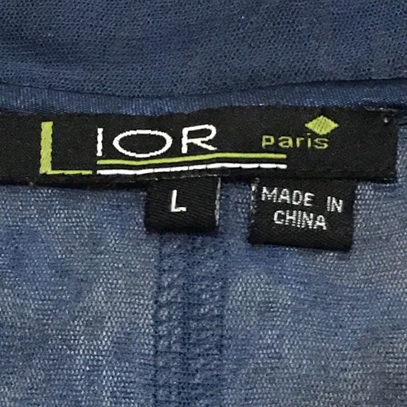 EUC LIOR PARIS EUC Pretty  Blue/Yellow Lined Top - Picture 8 of 11
